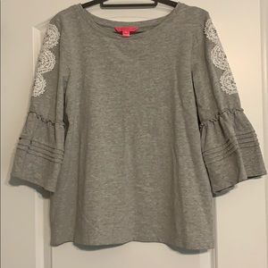 Grey Bell Sleeve Lilly Pulitzer Top